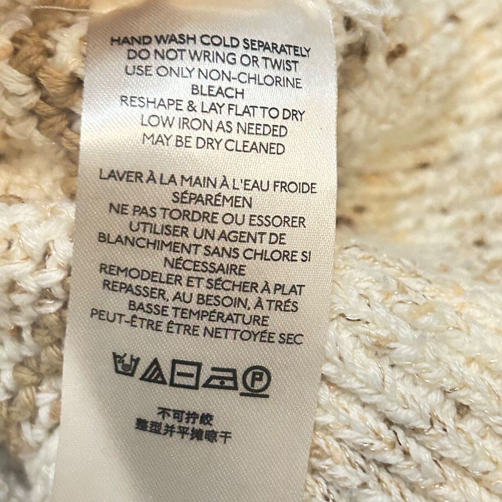 Free People Starlight Sweater Pearl Island Stripes Cream Oatmeal Comfy Size L - Picture 6 of 12